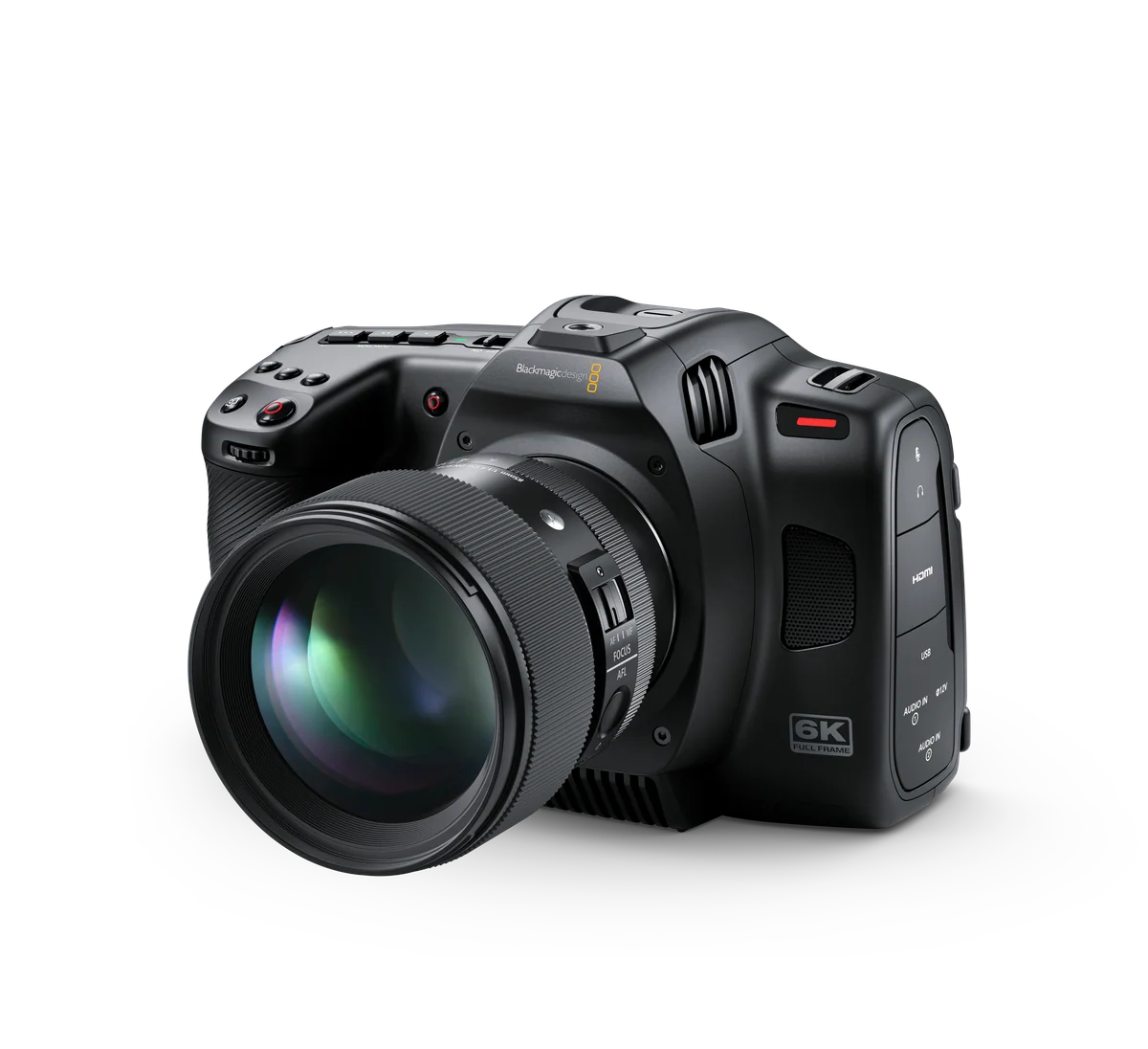 Blackmagic Cinema Camera 6K with a lens attached; lens not included in body price