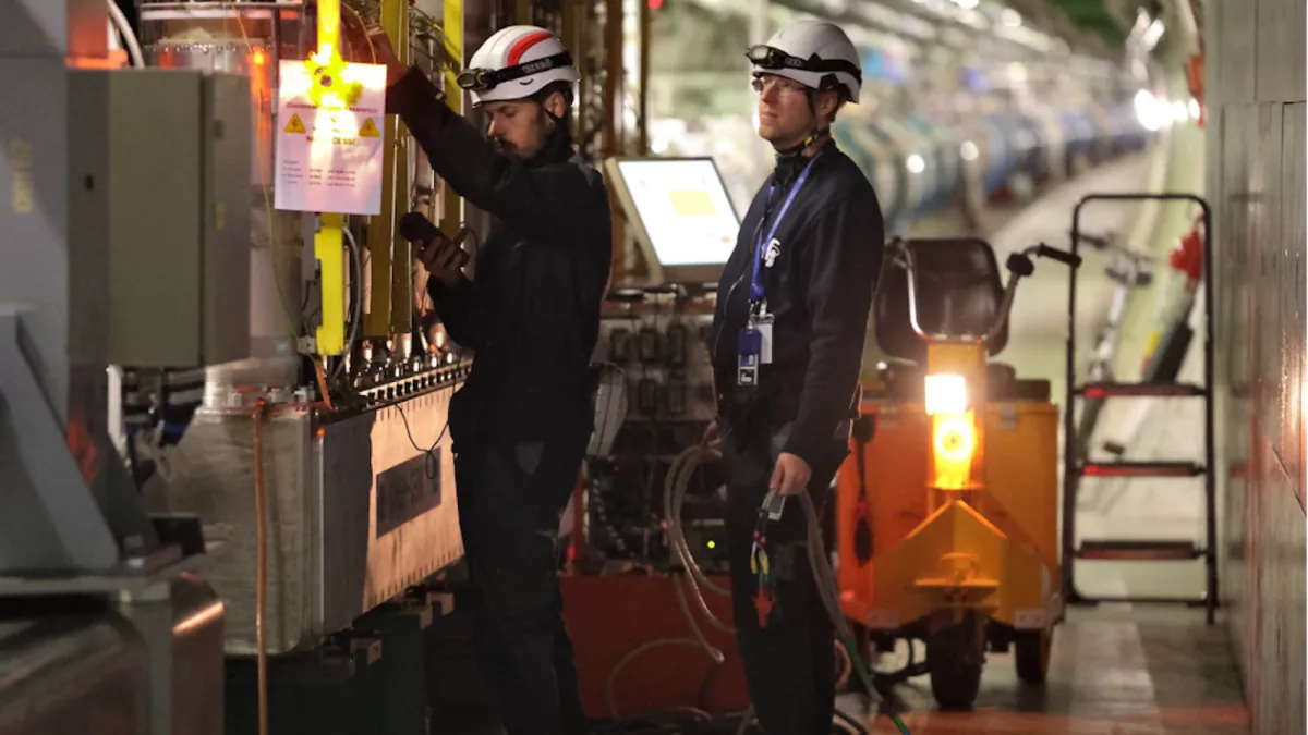 Electrical quality-assurance equipment and cabling inside CERN's Large Hadron Collider infrastructure.