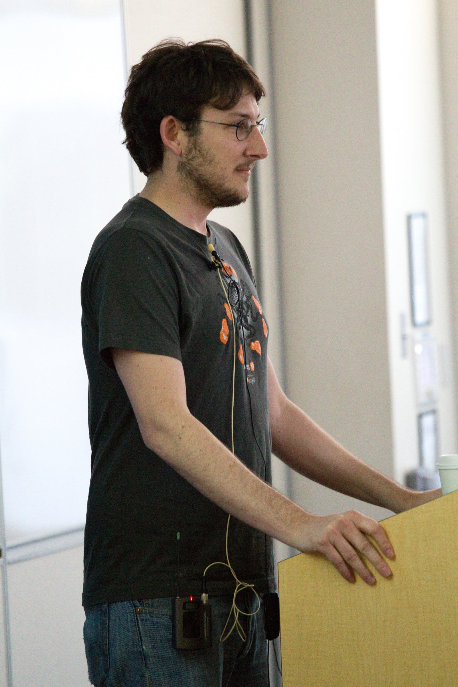 Archive portrait of Ryan Dahl speaking at YUIConf in Sunnyvale in 2010.