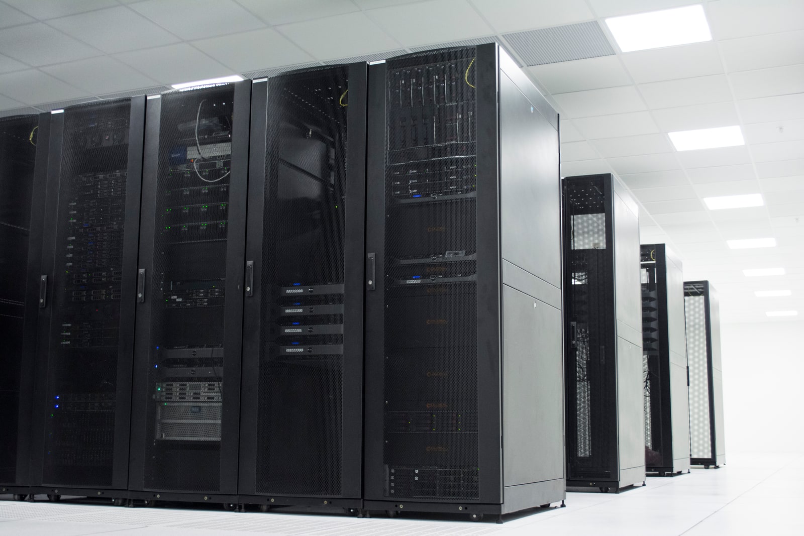 Archive camera photograph of physical server racks at GIP Networks, captured April 19, 2017; not an affected Exchange installation.