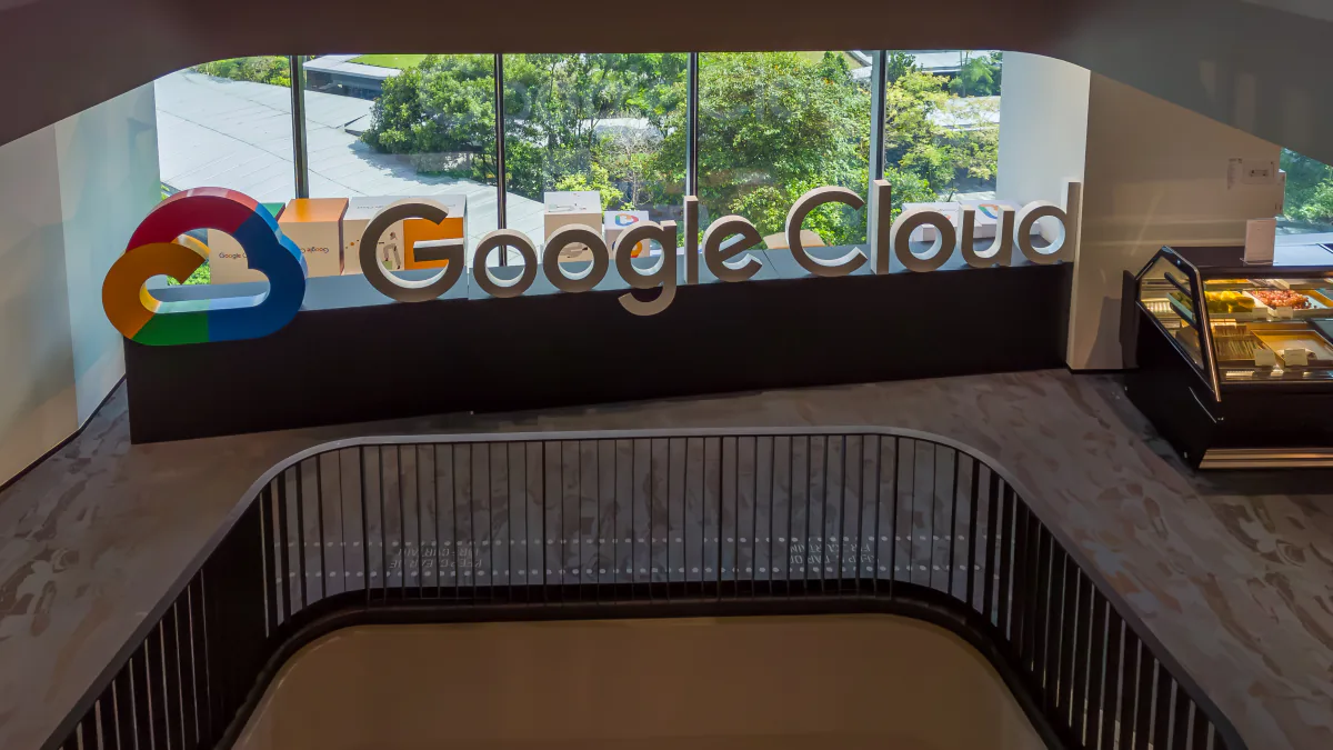 An interior corridor and seating area at Google's Asia-Pacific headquarters in Singapore.