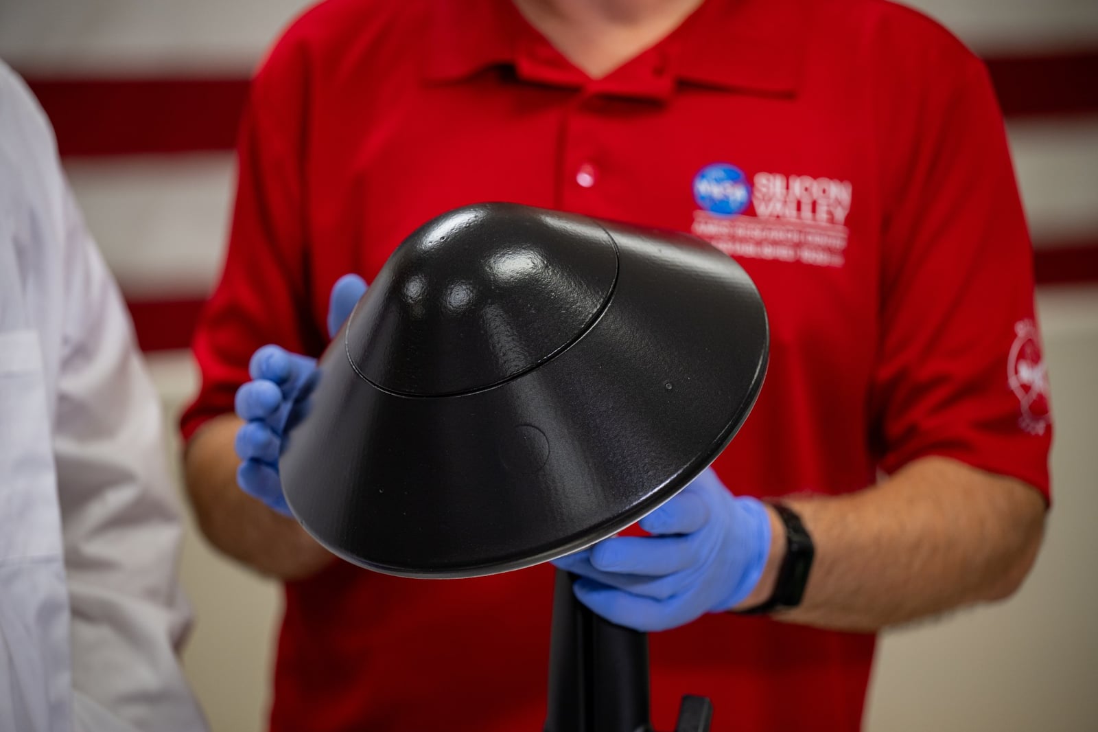 An Ames-produced KREPE heat shield photographed in NASA’s STAR laboratory.