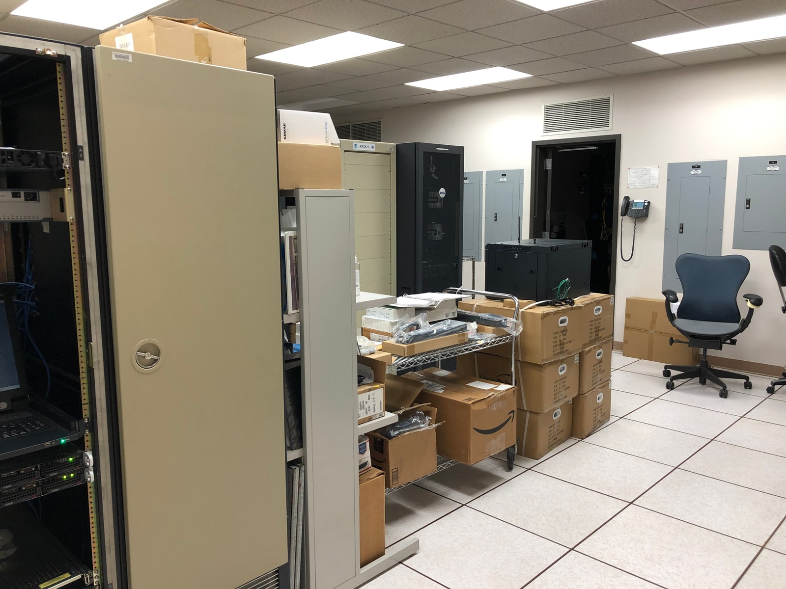 Archive photograph of a server room at the National Weather Service Philadelphia/Mount Holly office in New Jersey, June 18, 2022.