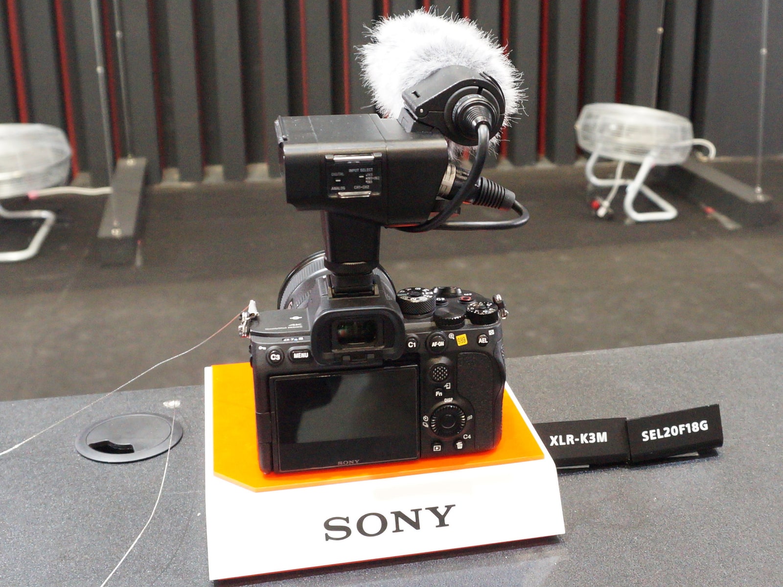 Archive Sony camera with XLR-K3M audio equipment at a Taipei photography exhibition in November 2020; not ECM-W5.