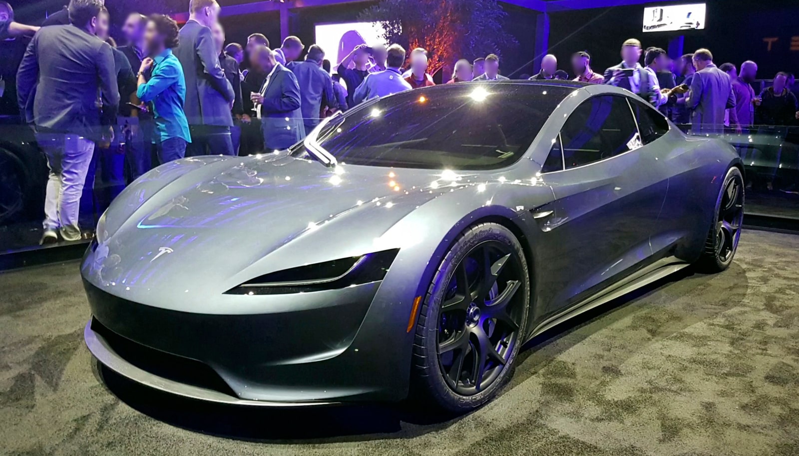 Archive photograph of the earlier Tesla Roadster prototype at its November 2017 launch, not the 2026 vehicle.